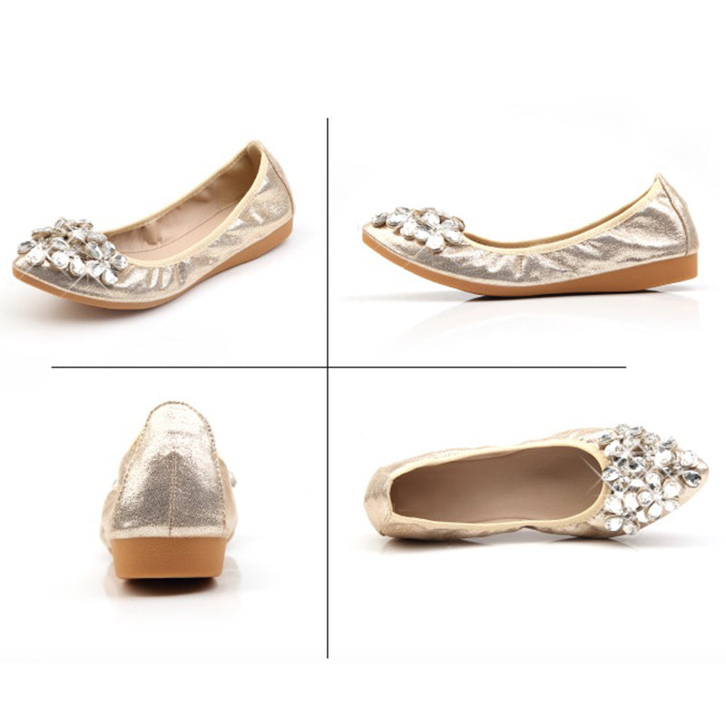 Casual Comfort Dressy Flats For Wedding Bling Sparkly Bridal Shoes