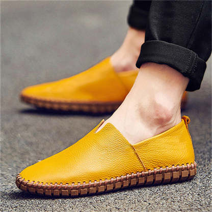 Grounding Men's Simple Pure Color Stitches Breathable Leather Barefoot Shoes