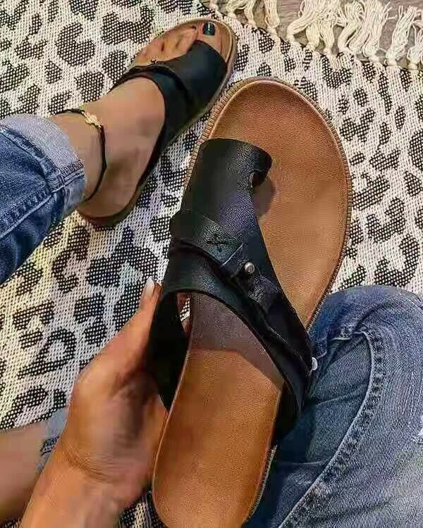 Leather Orthopedic Sandals Flip Flop Beach Summer Anti-slip