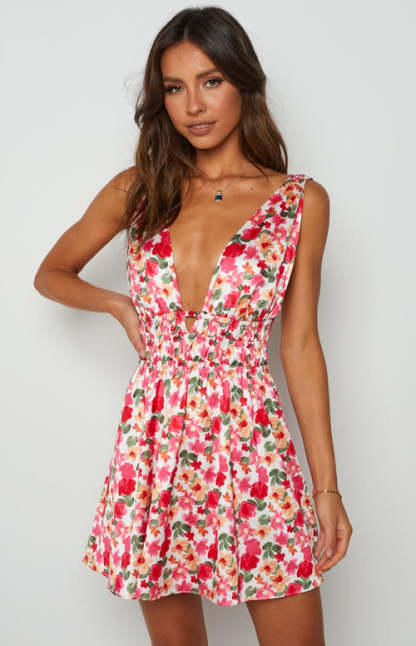 Floral Back Mini Dress