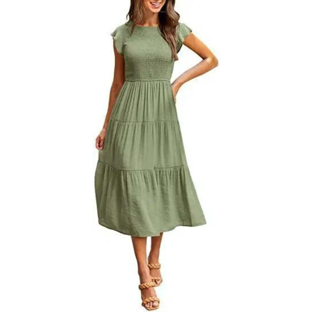 Elegant Flounce Midi Dress
