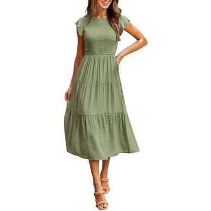  Elegant Flounce Midi Dress