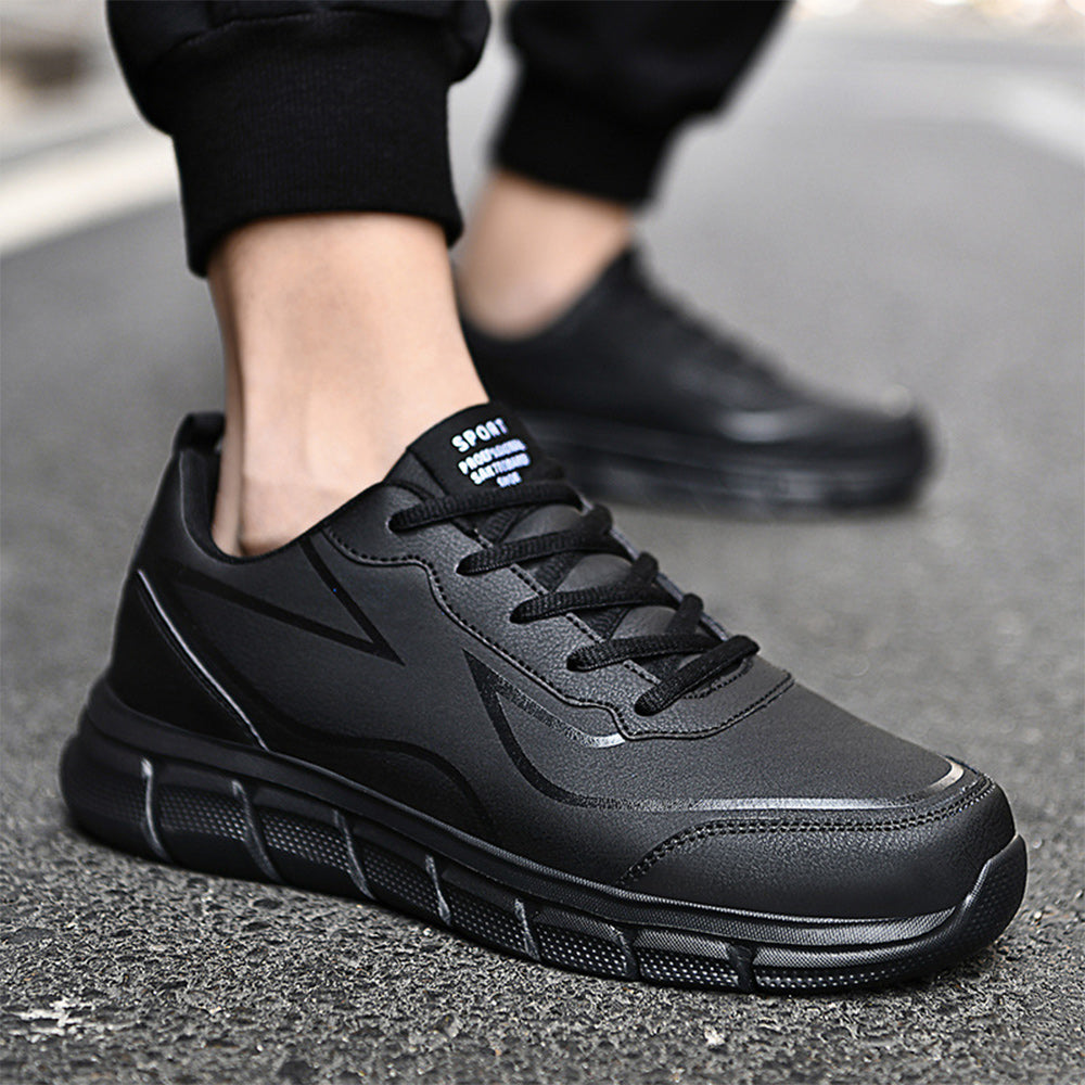 Men's Black Leather Comfort Sneakers