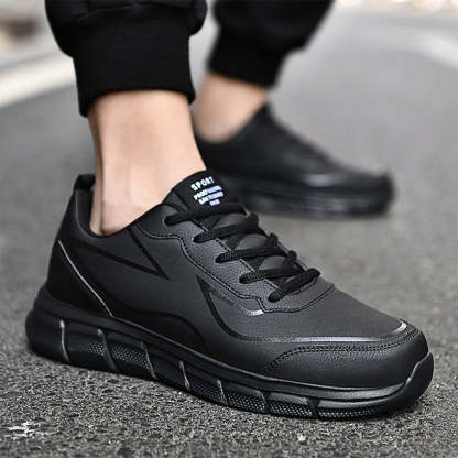 Men's Black Leather Comfort Sneakers