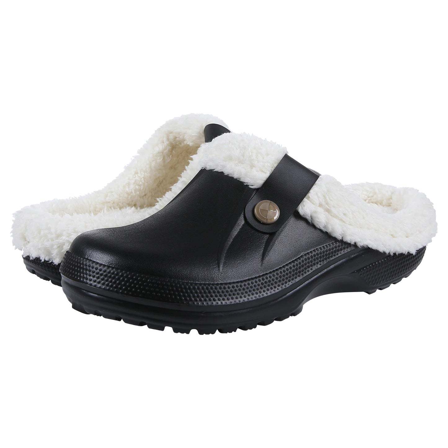 Plush Winter Slippers Women Heel Support Waterproof Slides