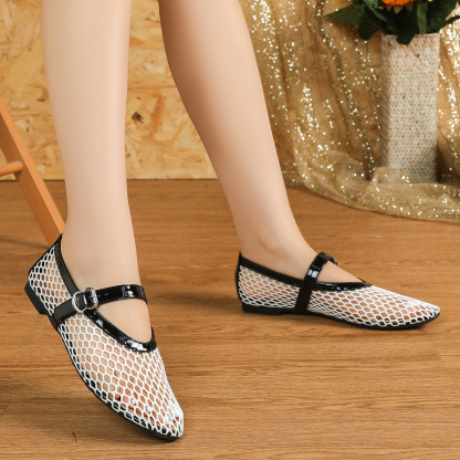 Women's Mesh Ballet Flats Comfy Mary Jane Shoes