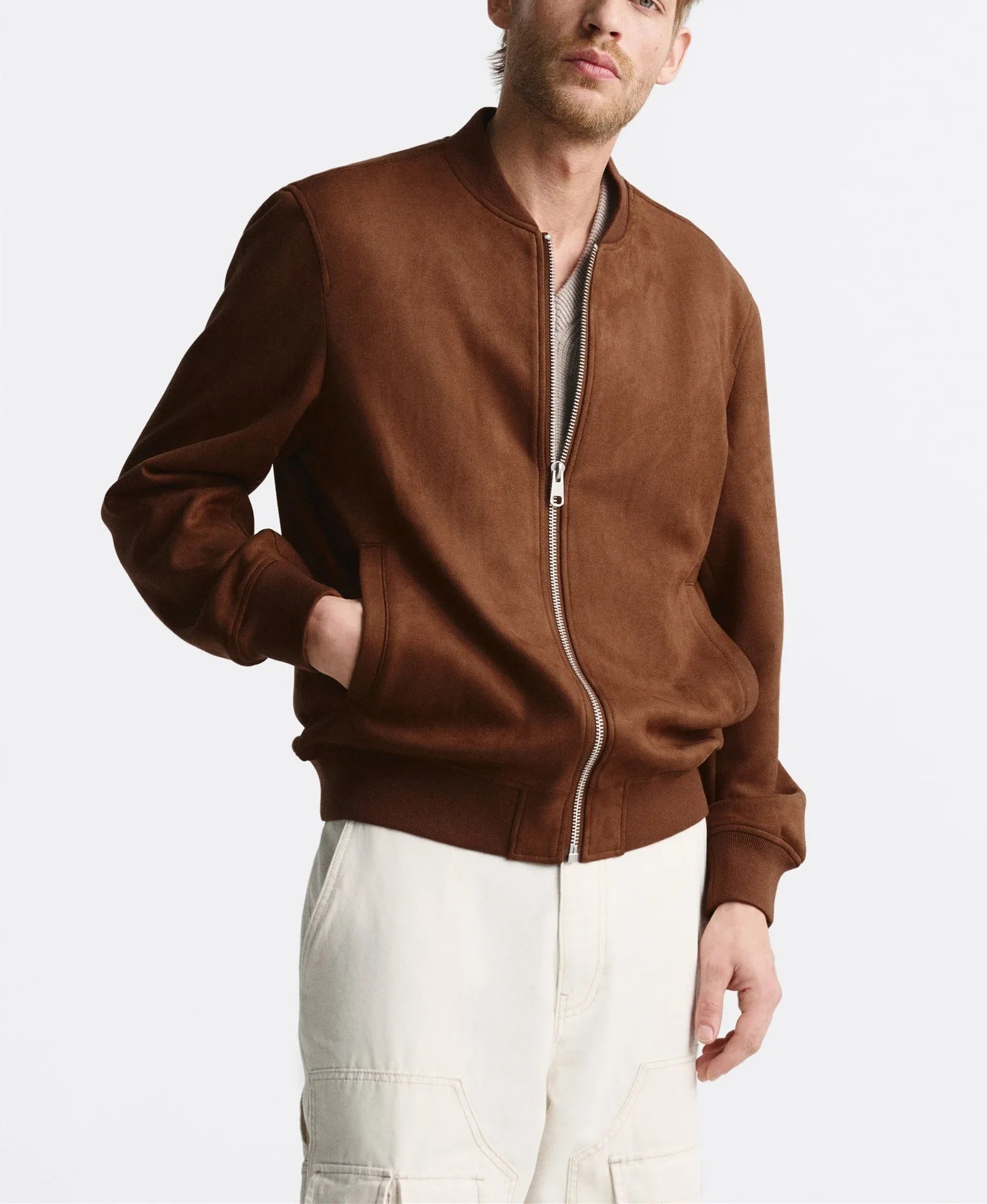  Men's Classic Zip-Up Bomber Jacket