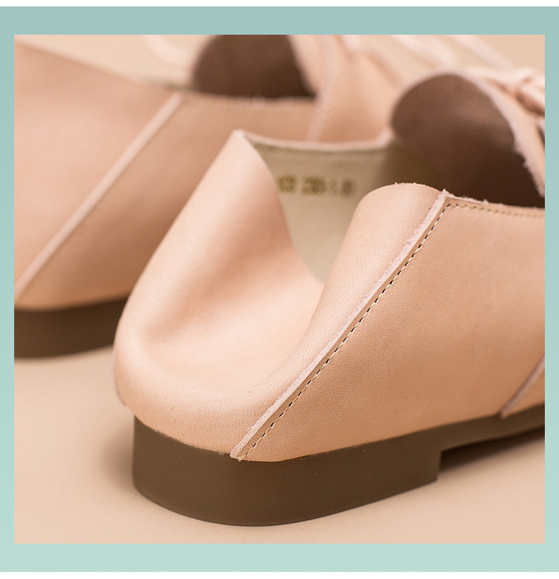 Soft Leather Lace Up Flats Women Yellow/White/Pink