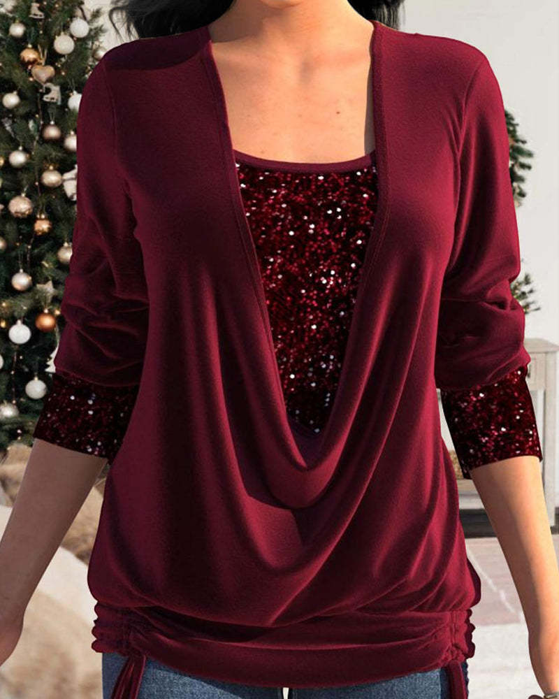 Long Sleeve Sequin Top