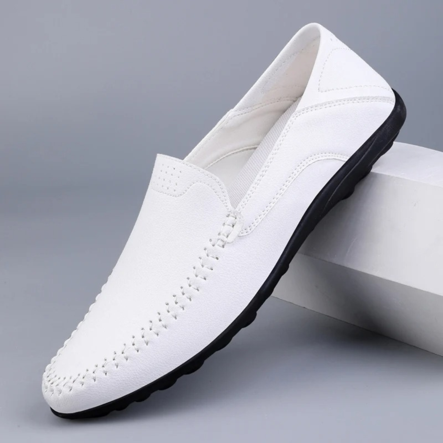 Pure Color Genuine Leather Comfortable Leather Moccasins Men