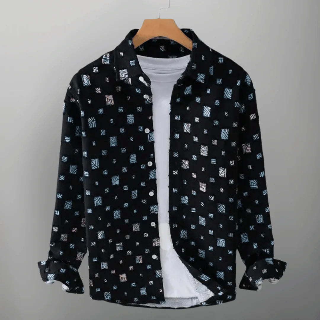Men's Stylish Frayed Denim Shirt
