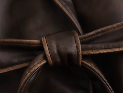 Women's Long Brown Leather Coat