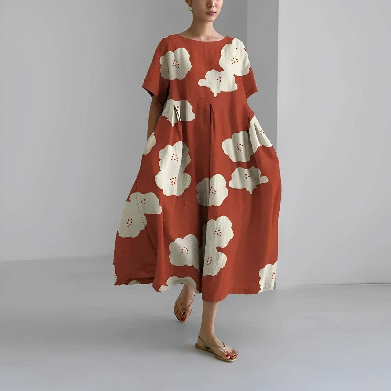 Floral Pattern Midi Dress