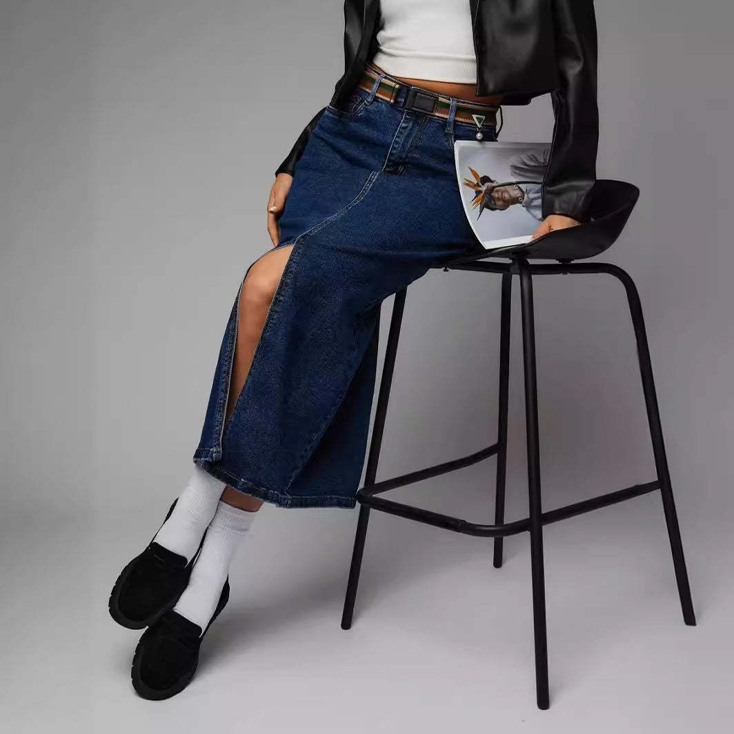 Split Denim Skirt