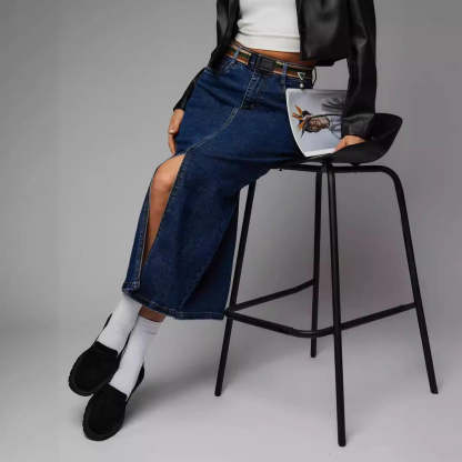 Split Denim Skirt