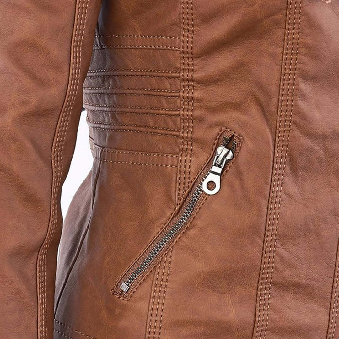 Vegan Leather Jacket With Detachable Hood