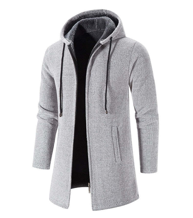  Men's Long Hooded Cardigan