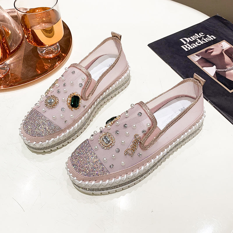 Belifi Flat Bottom Comfortable Rhinestone Shoes