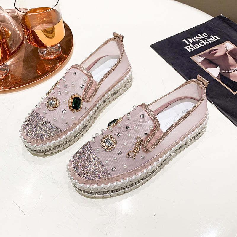 Belifi Flat Bottom Comfortable Rhinestone Shoes