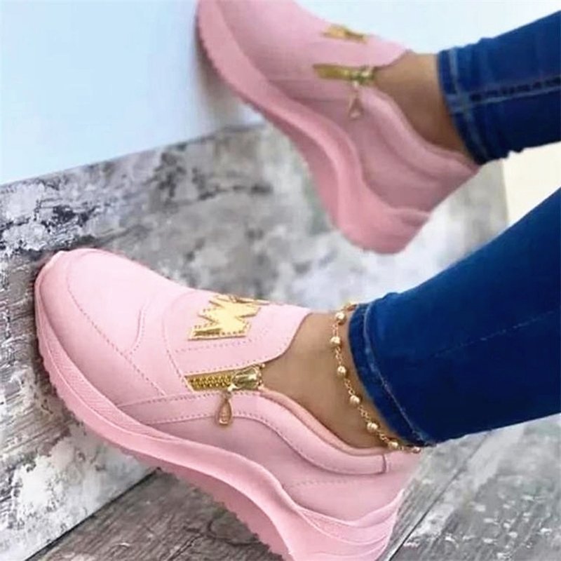 Women Casual Side Zipper Fashion Platform Sneakers Shoes