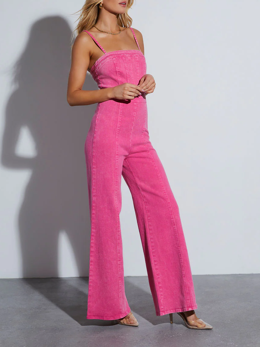 Vibrant Denim Flare Jumpsuit