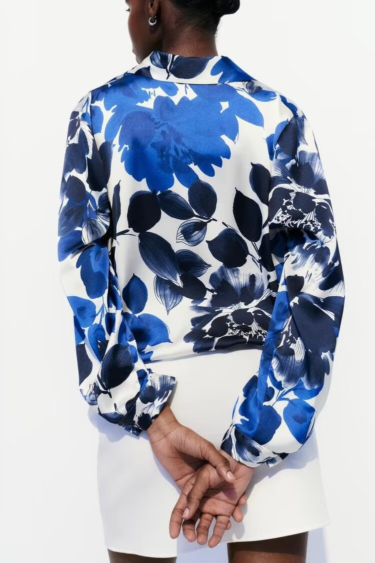 Floral Silk-Like Blouse