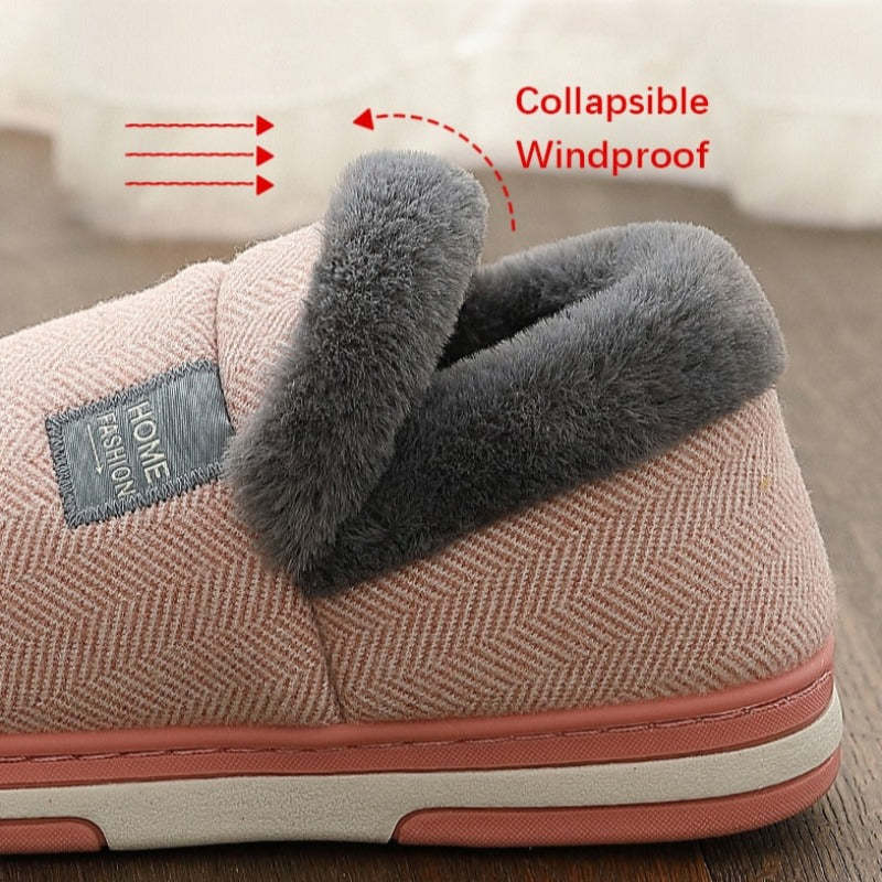 Women Cute Fur Slippers Heel Wrap Winter Footwear