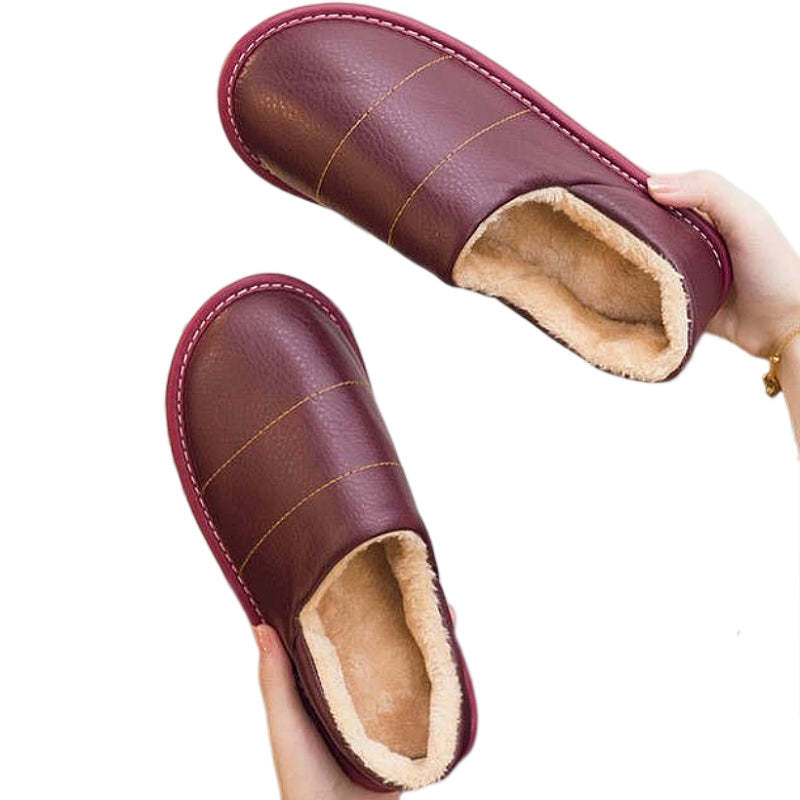 Women Interior Fur Slippers Waterproof Winter Shoes
