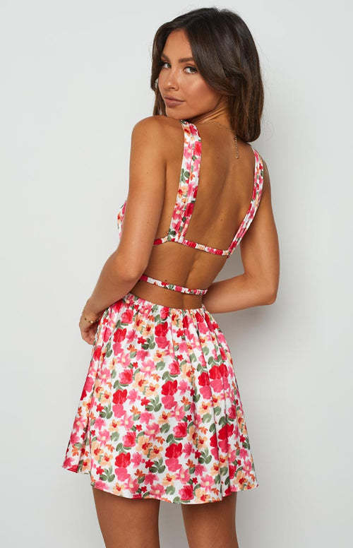 Floral Back Mini Dress