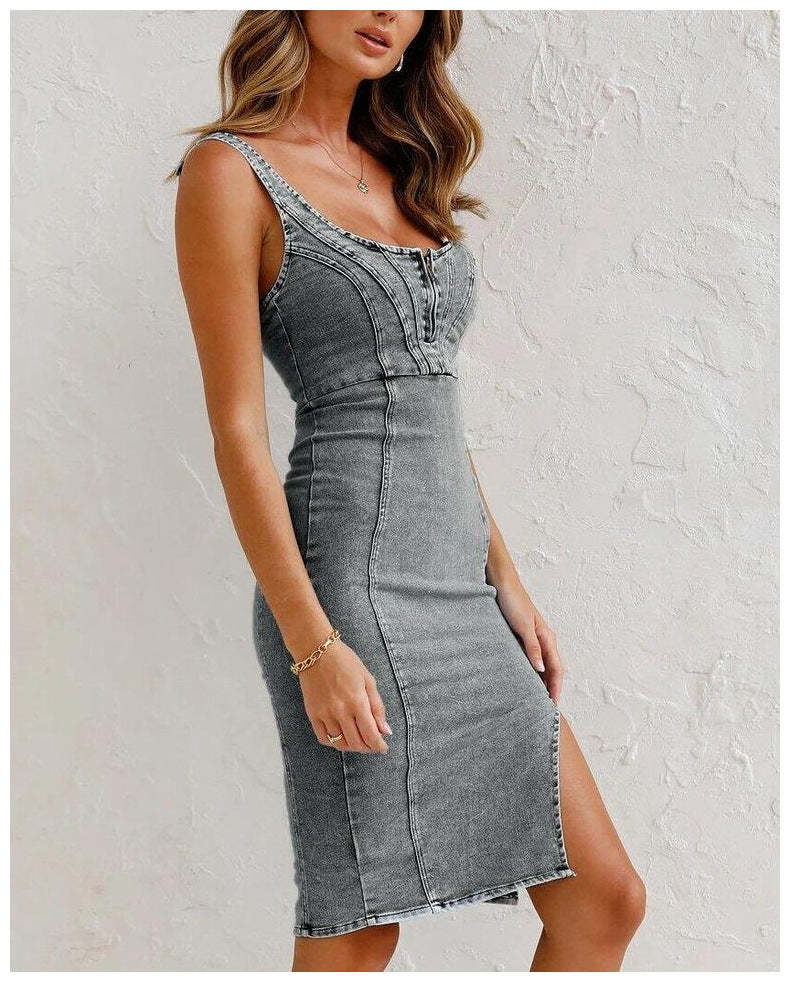 Denim Split Dress