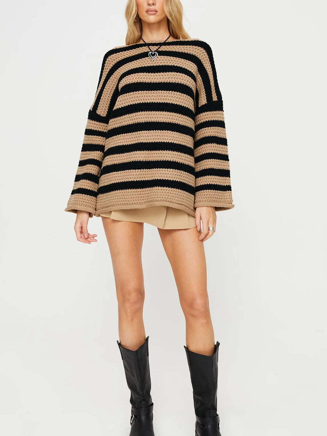Striped Knit Pullover Sweater