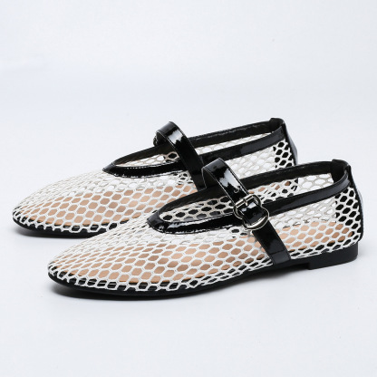 Women's Mesh Ballet Flats Comfy Mary Jane Shoes