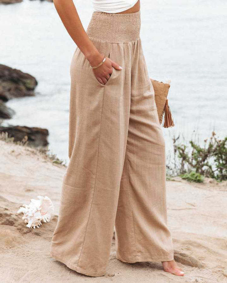 Wide Leg Linen Trousers