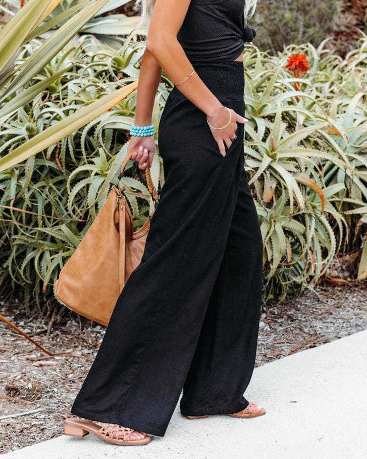 Wide Leg Linen Trousers