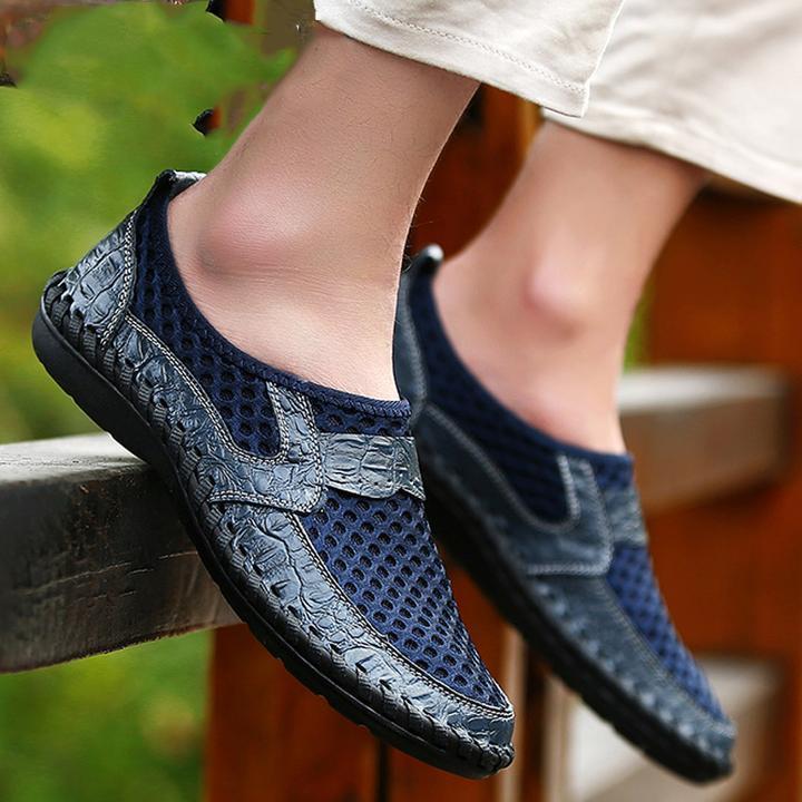 Men's Water Shoes Stitching Honeycomb Mesh Soft Loafers Breathable Outdoor Casual Shoes