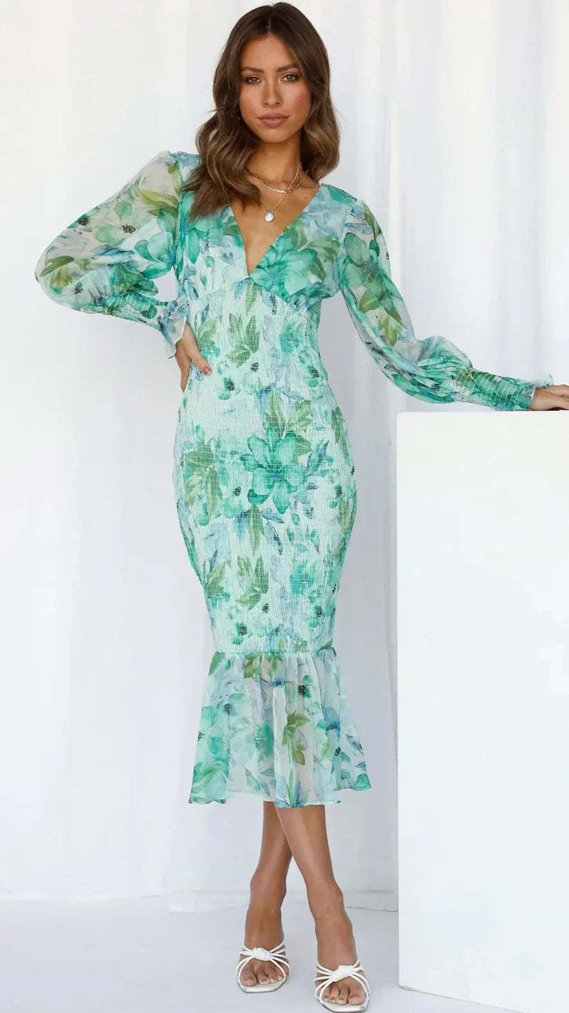 Chic Ruffled Floral Dress