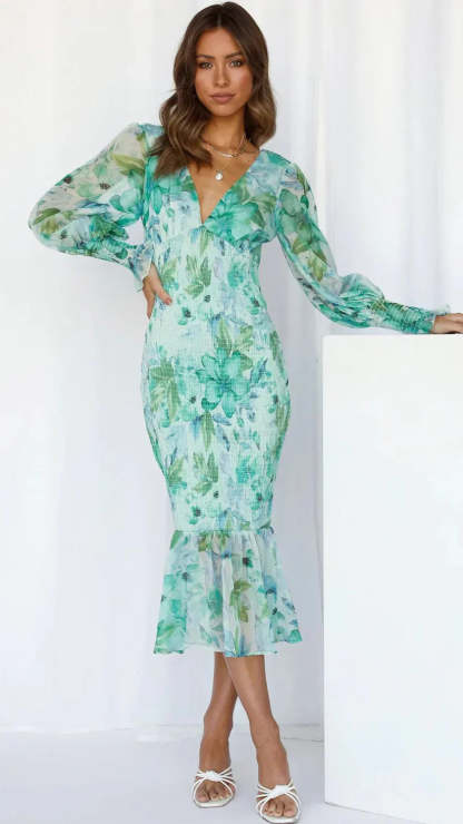 Chic Ruffled Floral Dress