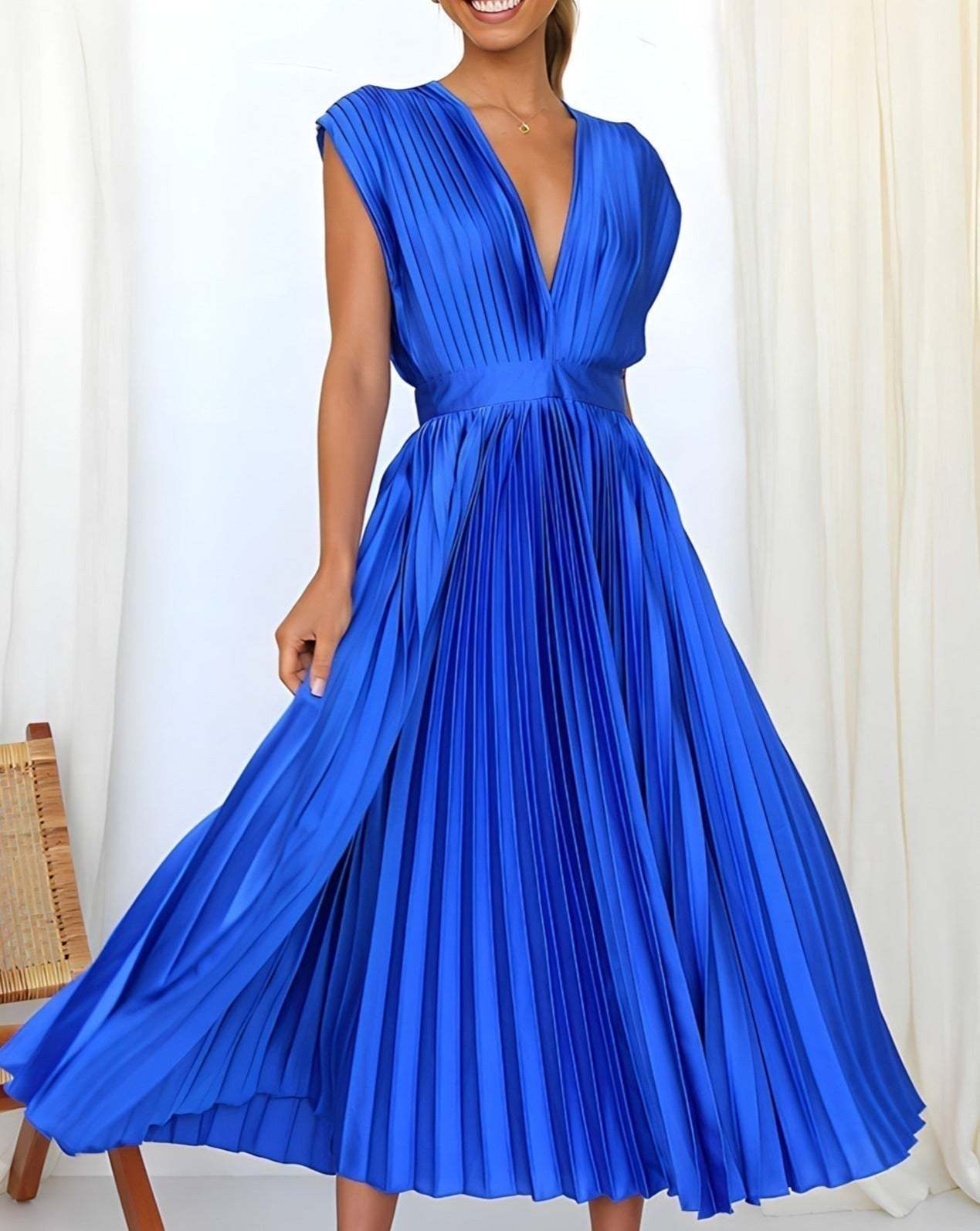 Flowy V-Neck Midi Dress