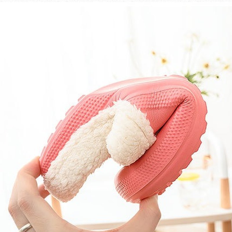 Plush Winter Slippers Women Heel Support Waterproof Slides