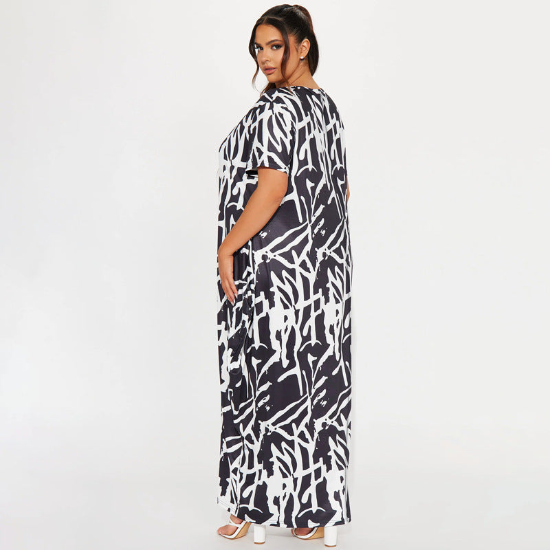 Abstract Print Maxi Dress