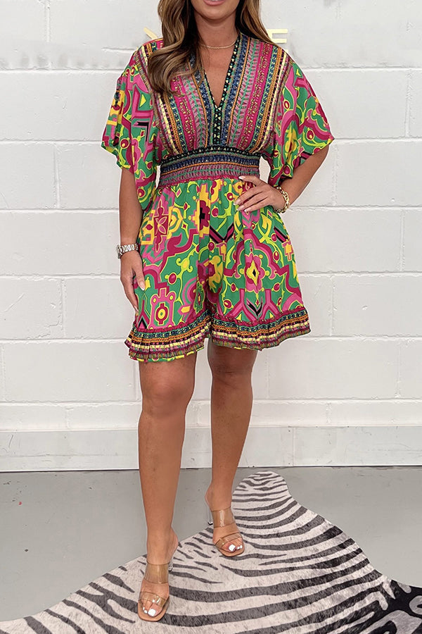 Vintage Print Summer Jumpsuit