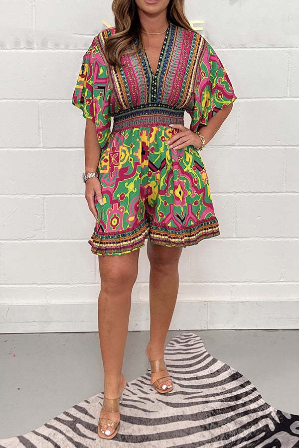 Vintage Print Summer Jumpsuit