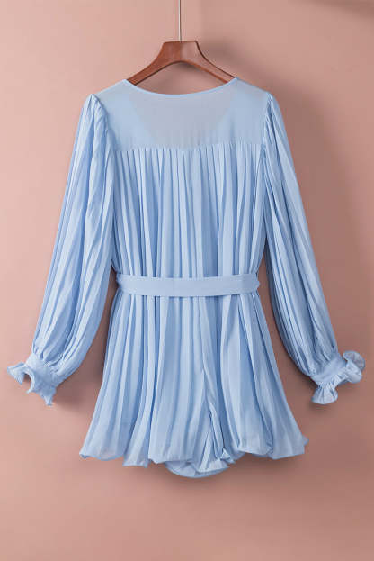 Lace-Up V-Neck Ruffle Dress
