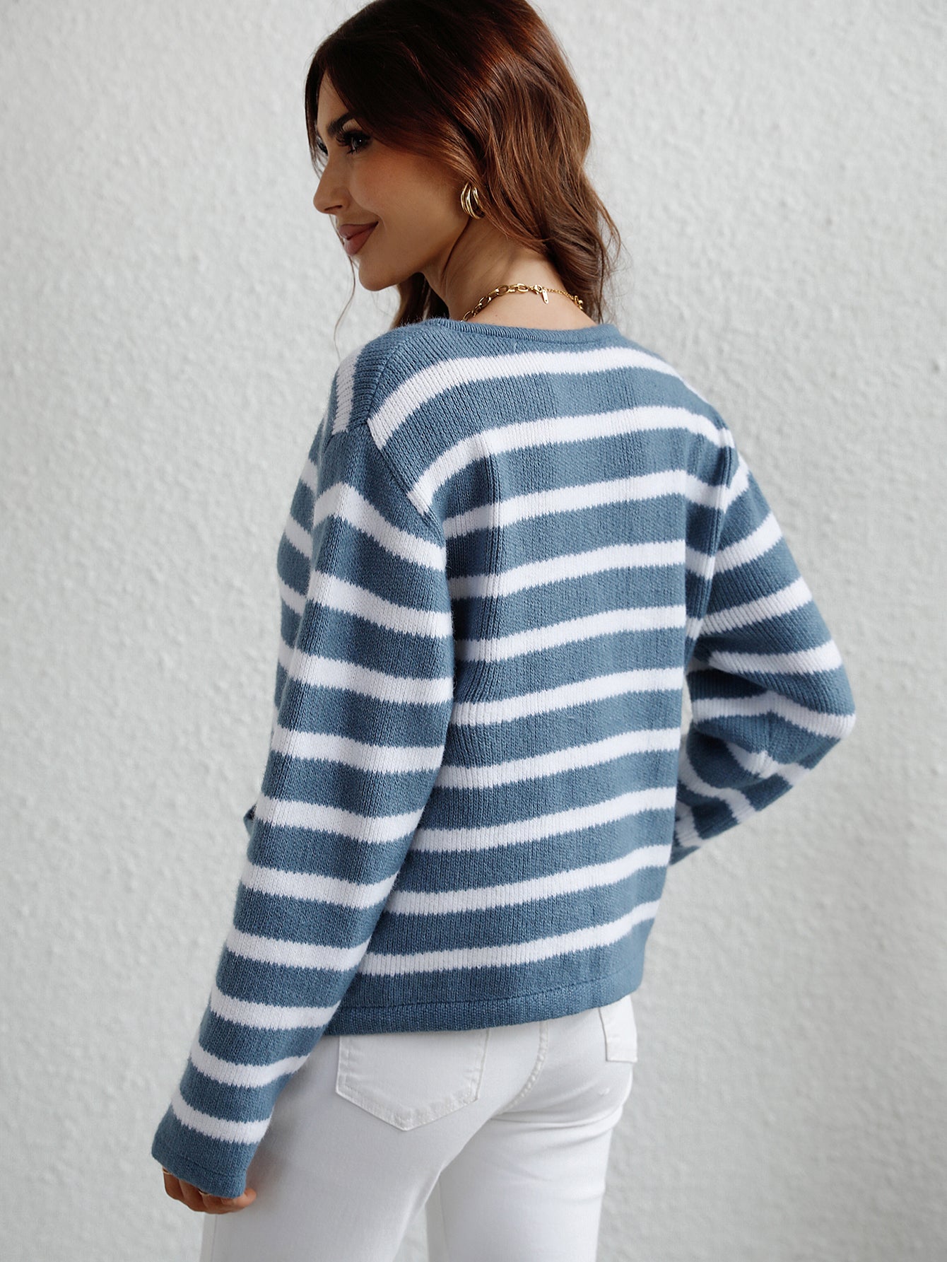 Striped Button-Up Cardigan