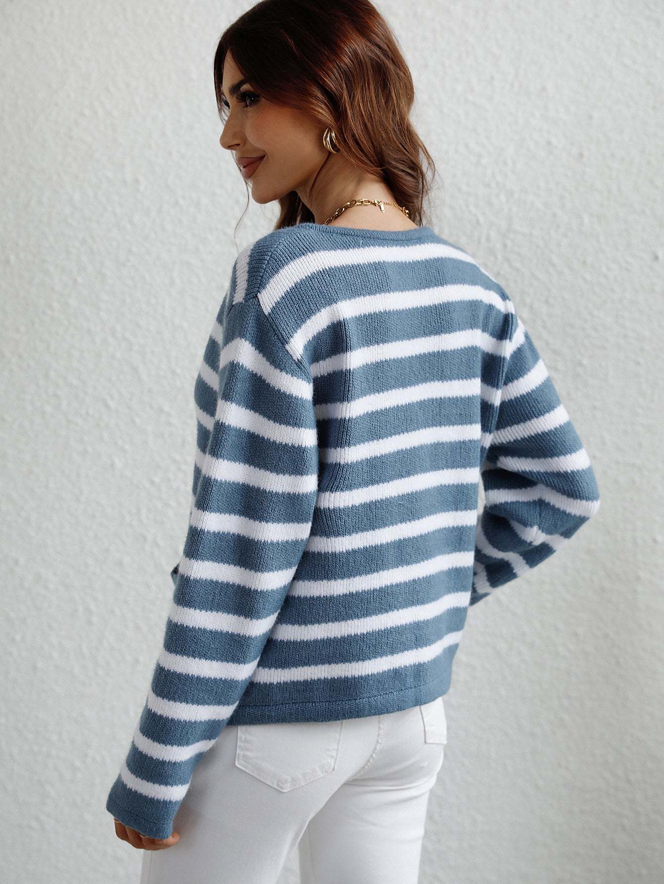Striped Button-Up Cardigan