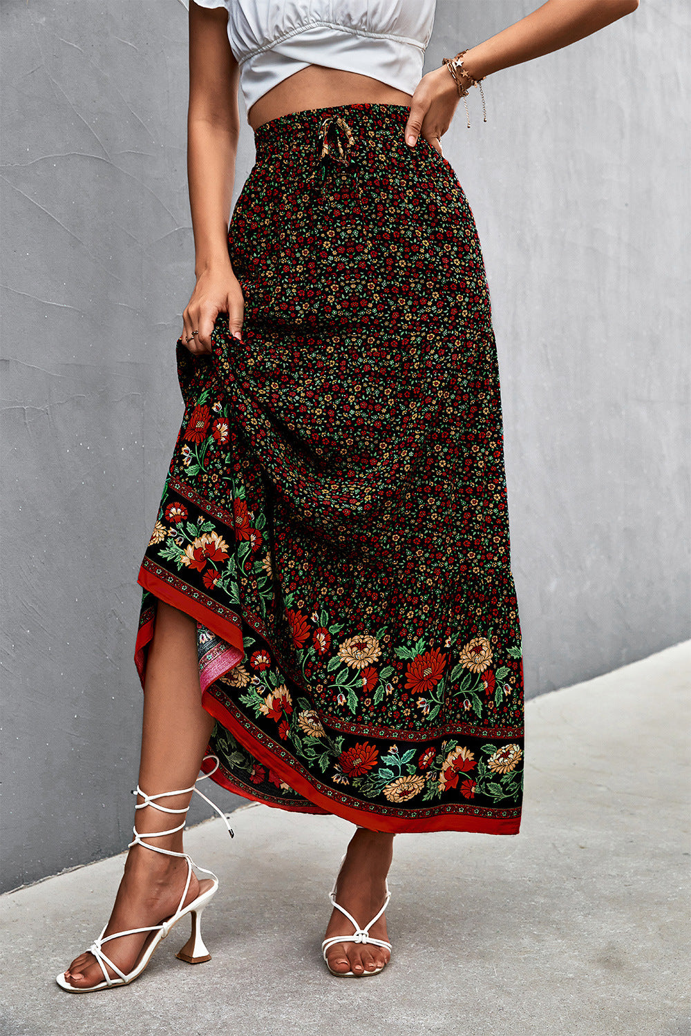 Hemian  Floral Maxi Skirt