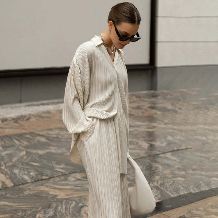 Pleated Pantsuit Set