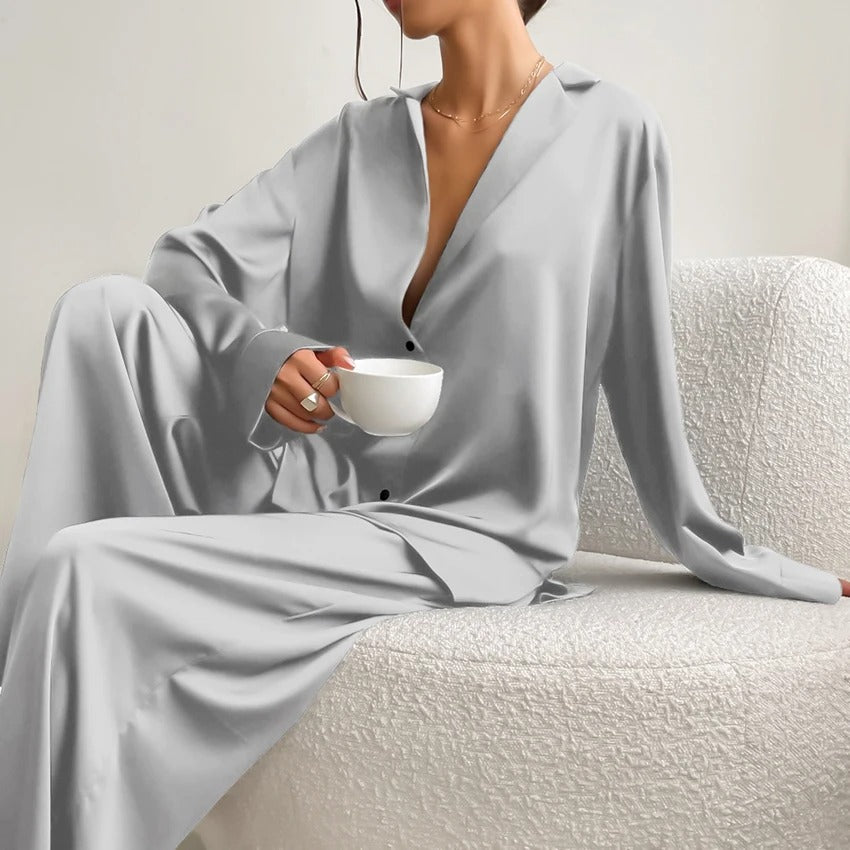 Silky Elegance OverSized Pajama Set