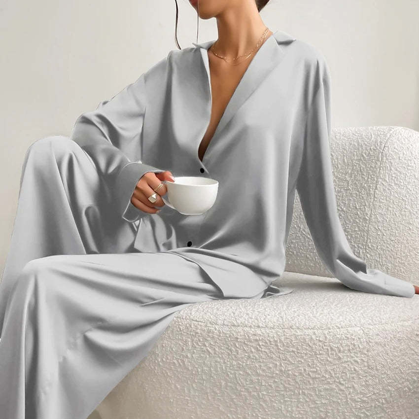 Silky Elegance OverSized Pajama Set