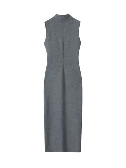 Elegant Charcoal Sleeve Sheath Dress